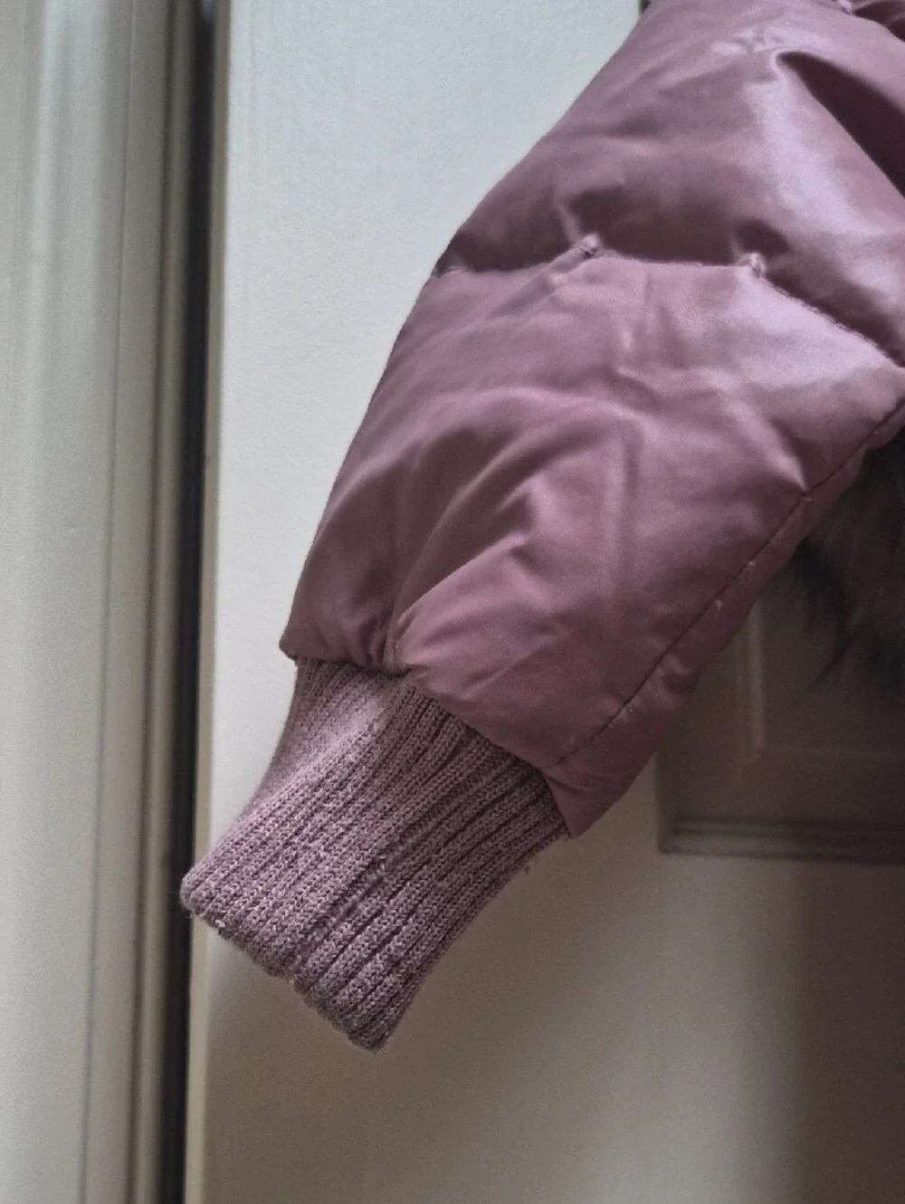 Girls Pink Down Puffer Jacket with Fur Hood